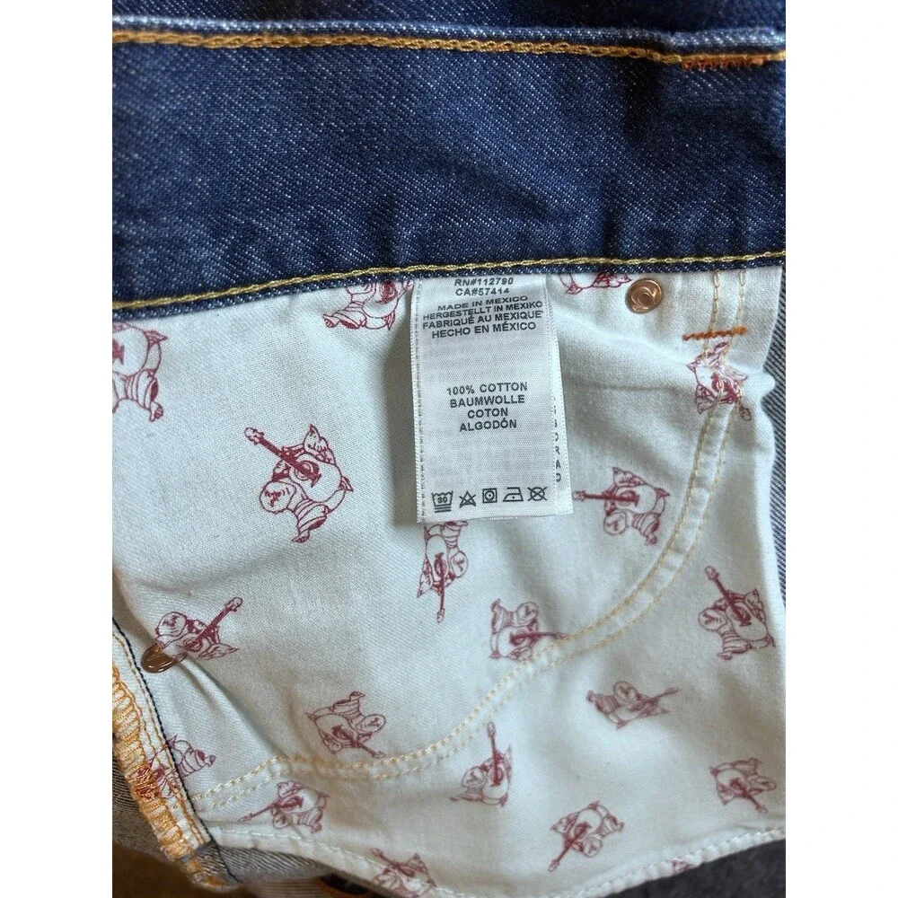 229$ True Religion World Tour Body Rinse Straight Flap Dark Wash Jeans Sz 36x34